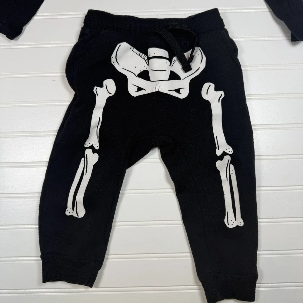 Glow In Thr Dark Skeleton‎ Toddler Set 2T Children's Place Old Navy Black GUC